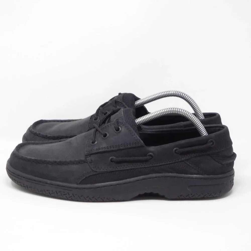Sperry Mens Boat Shoes Black Billfish 3-Eye Leather STS24997 Size 9.5